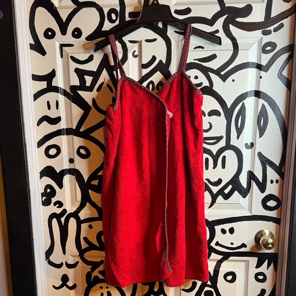 Victoria's Secret red country terry bath towel wrap